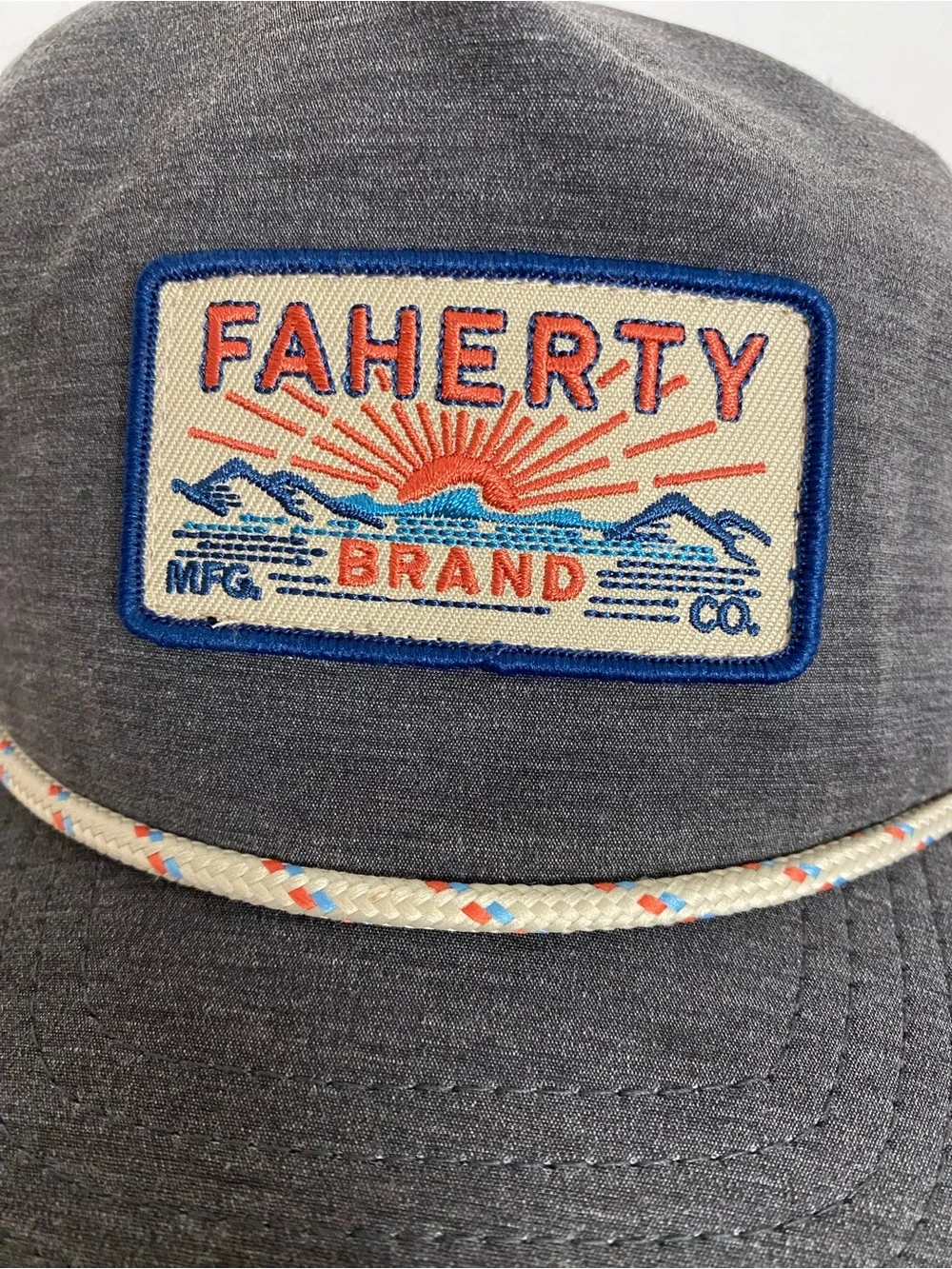 Faherty All Day Corded Hat Unisex One Size Adjustable Charcoal Grey Vintage Logo